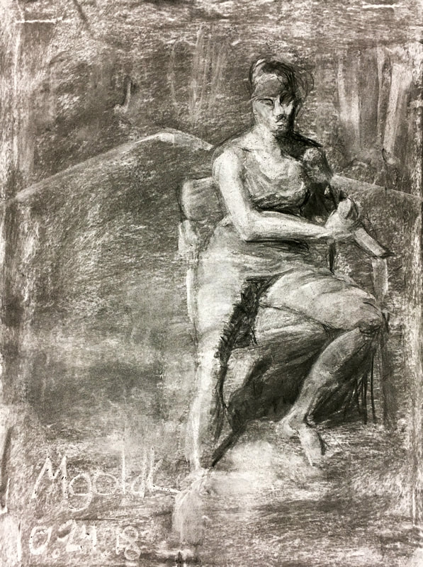 "Kim, seated" |
Scholastics Art & Writing Gold Key Winner |
45-minute figure study |
charcoal and eraser on paper |
24 by 18 inches |
October 24, 2018